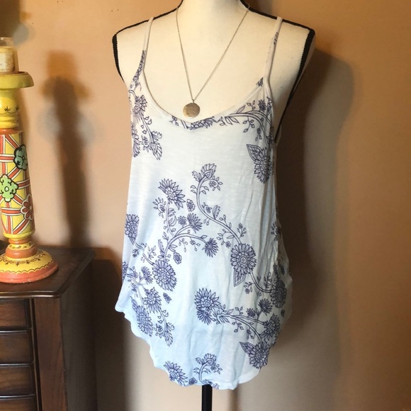 Tops - Boho/ floral white tank
